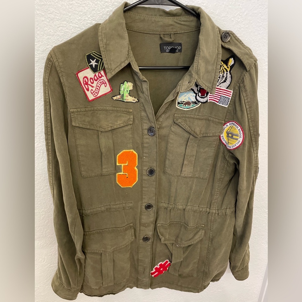 Topshop Statement Jacket with adjustable waist- Military green